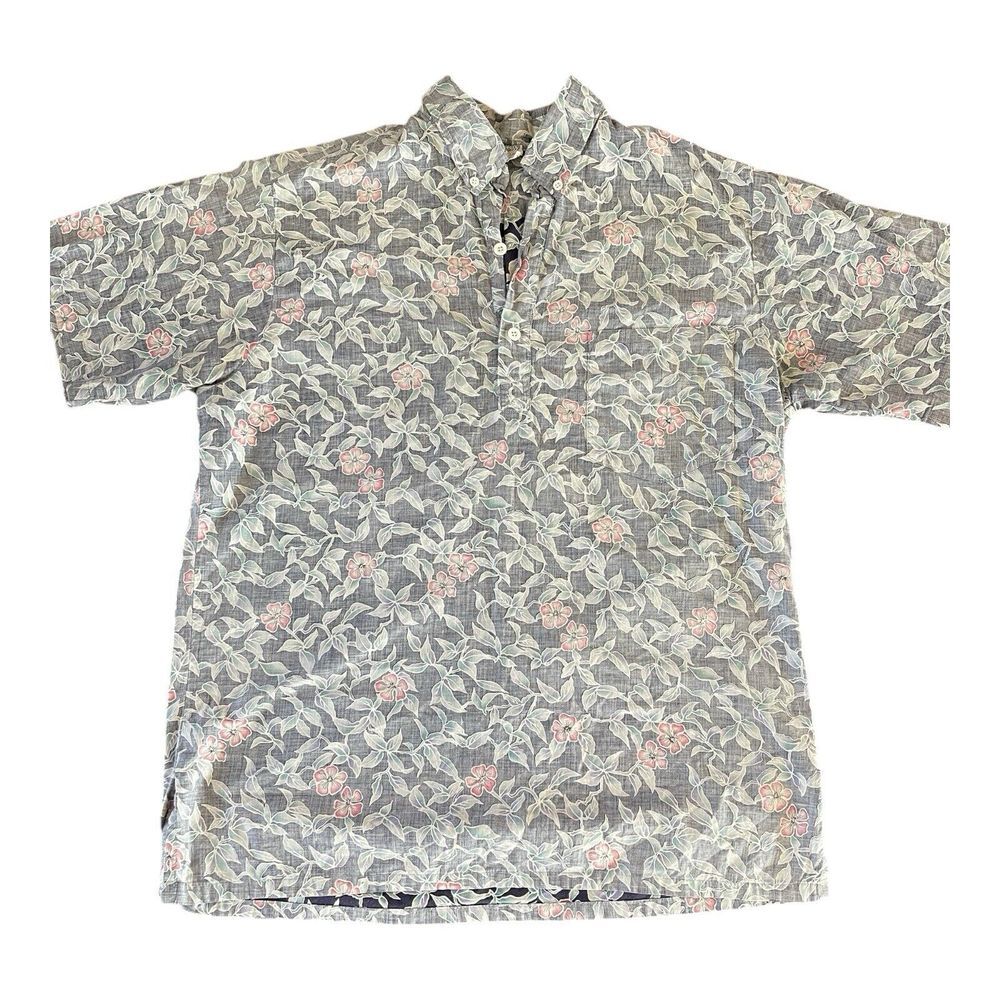 VTG Hawaiian Ivy Shirt Mens Large 1/2‎ Button Pullover Aloha Hawaiian Resortwear